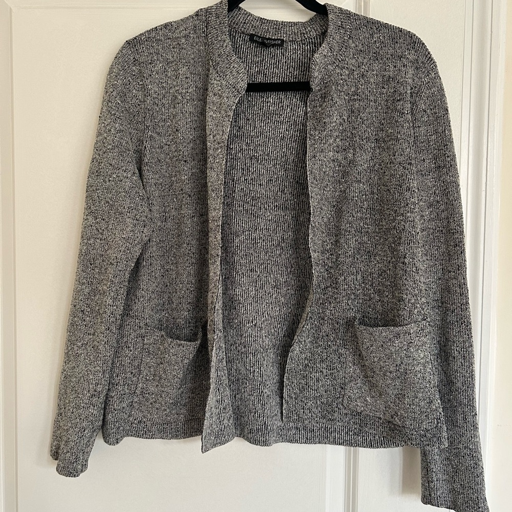 Gray Knit Cardigan Sweater